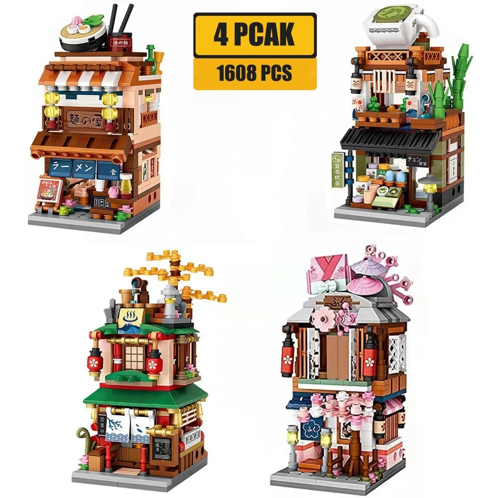 Mini Building Blocks Japanese Street View 4-in-1 Set