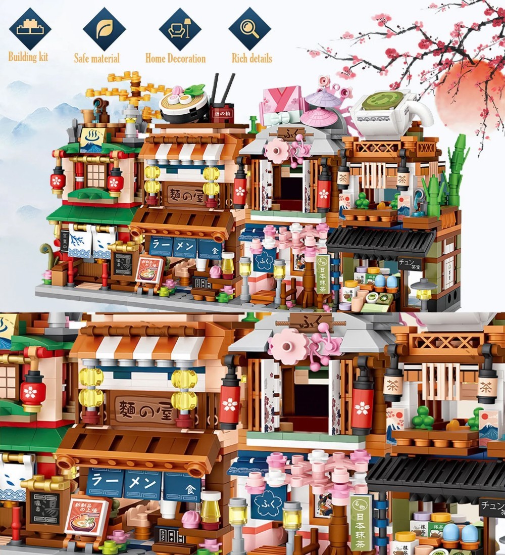 Mini Building Blocks Japanese Street View 4-in-1 Set