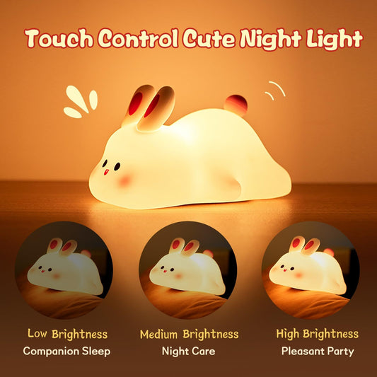Rabbit Silicone Night Light with Timer and Adjustable Brightness