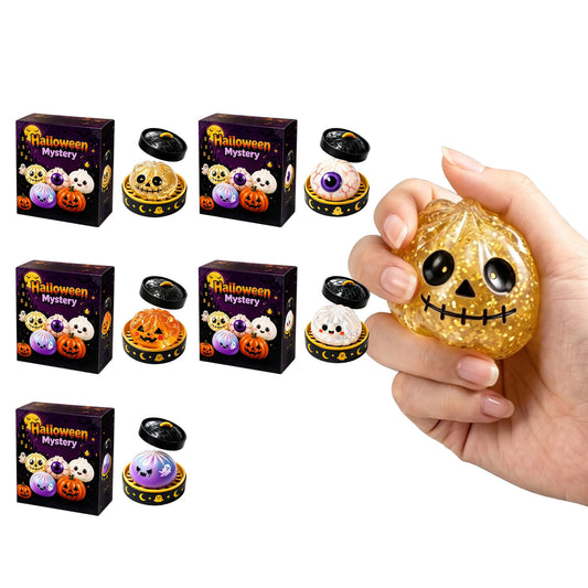 Halloween squishy toy in skull eyeball pumpkin and ghost designs