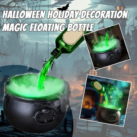 Halloween bowl with floating potion bottle and mist effect