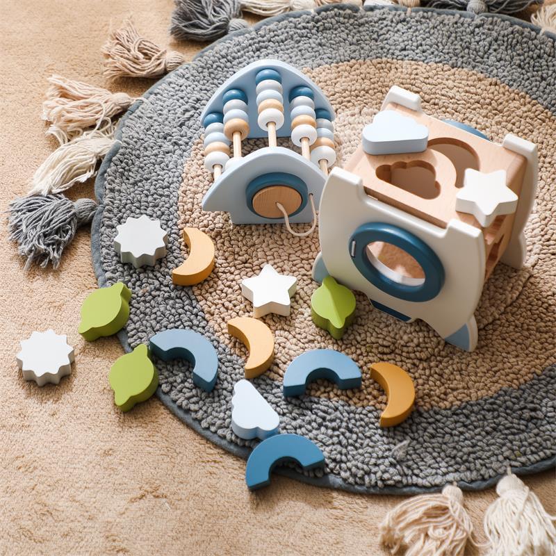 Wooden Rocket Busy Box – Educational Toy for Kids & Babies