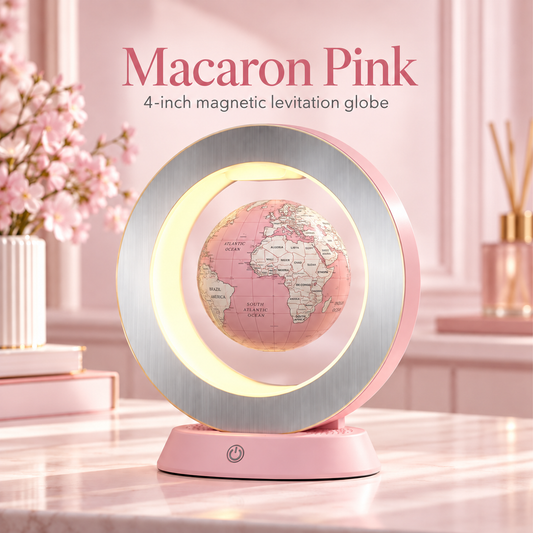 Magnetic levitating globe with astronaut-themed background and floating Earth globe in futuristic space setup