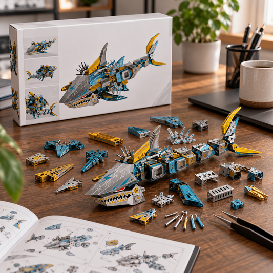 3D metal puzzle shark kit in color box
