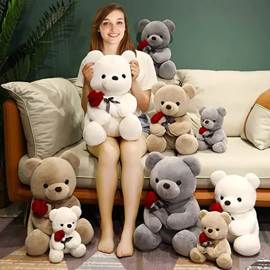Teddy Bear Plush Toy – Soft Cartoon Doll in 3 Sizes & Colors