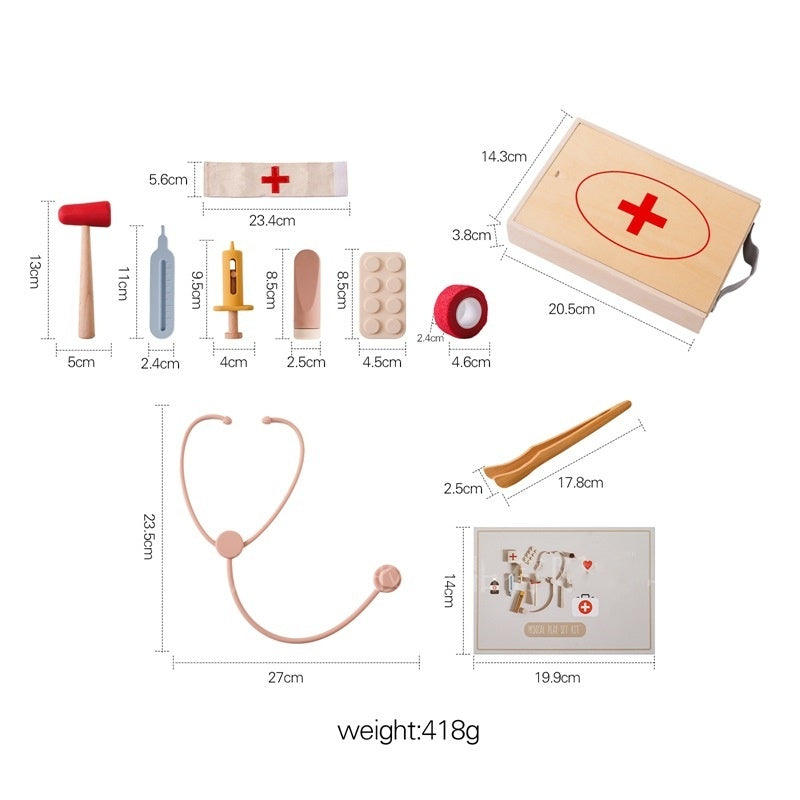Doctor Toy Wooden Medical Playset for Kids