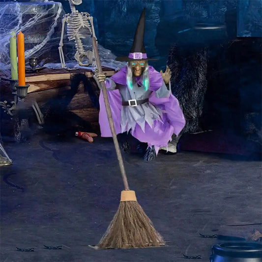 Outdoor Halloween witch prop with long cloth skirt