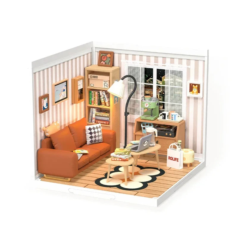 Miniature House Kit with Lights and Furniture