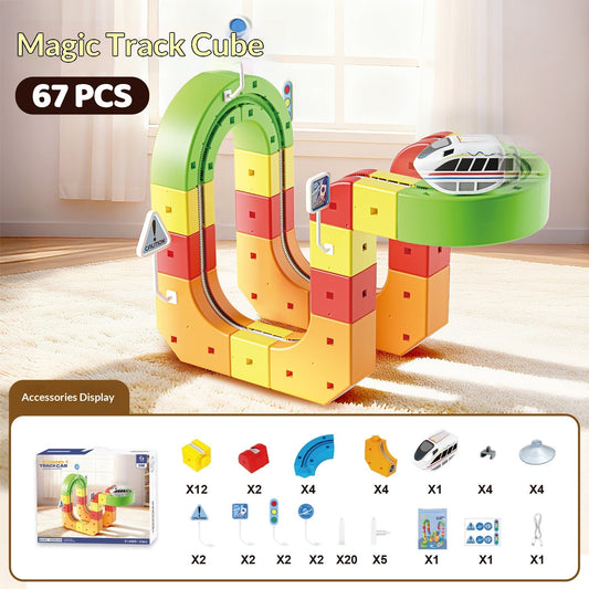 Magnetic Toy Construction Track Car for Kids – Electric Learning Playset