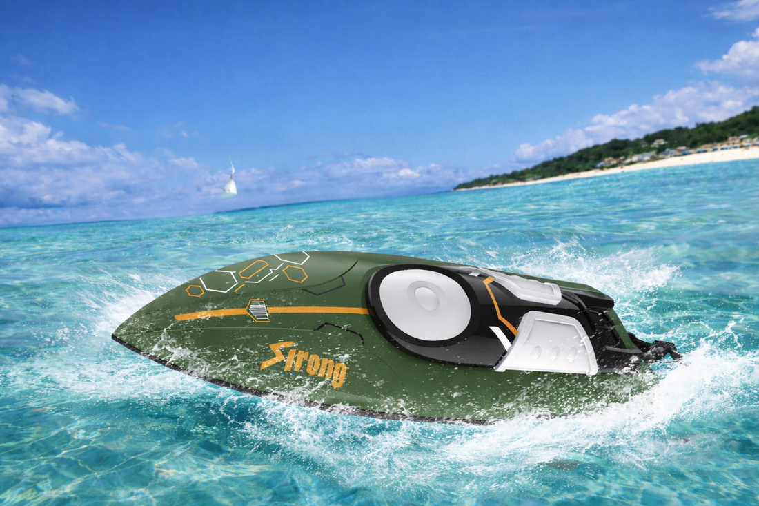 High-speed rc boat racing across the water