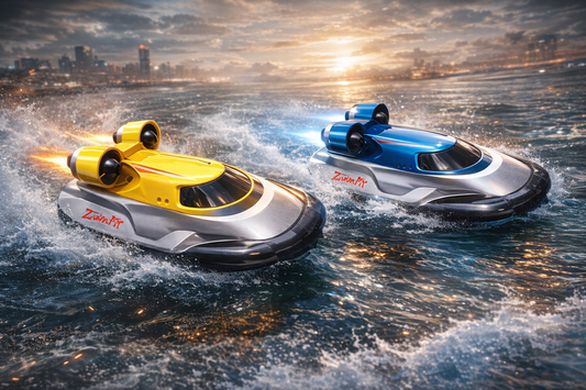 Toy hovercraft with durable body and remote control for fast RC fun