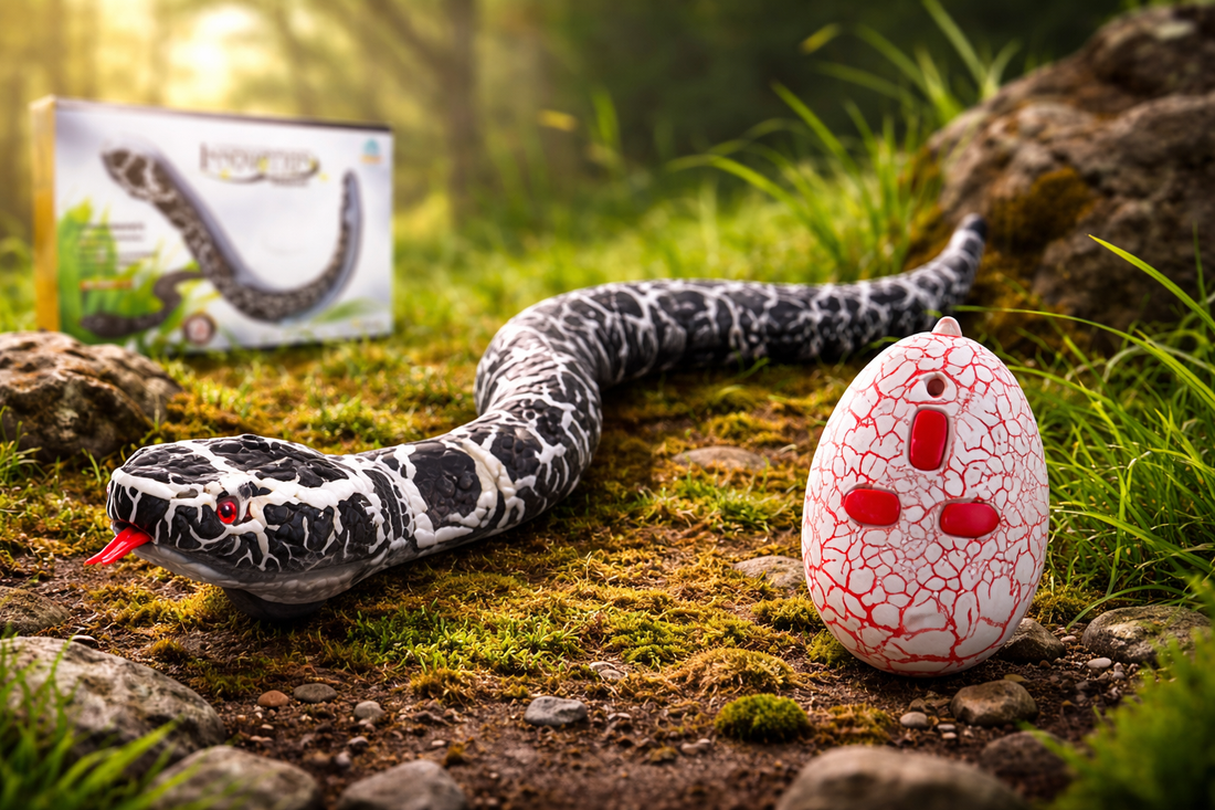 realistic snake toy crawling on the floor for kids playtime