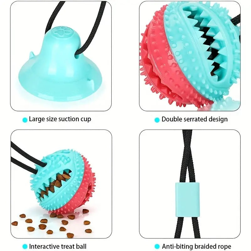 Tough Chewer Suction Cup Rope Dog Toy with Food Dispenser