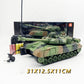 Toy tank with remote control and accessories on a white background