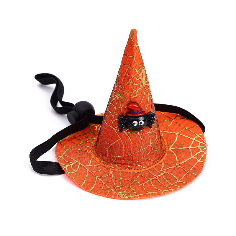 Halloween Spider Web Witch Hat Elastic Hair with Pet Supplies Dog Cat Pumpkin Bat Hat Hair Accessories