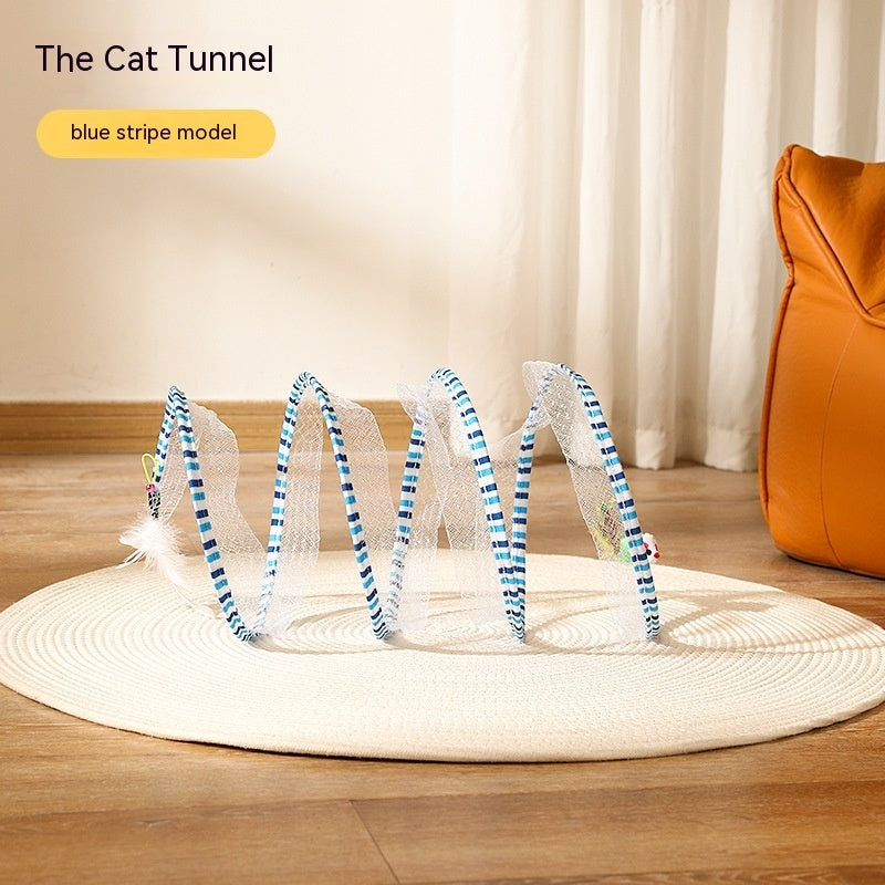 Collapsible Cat Tunnel with Mice and Feather Toys