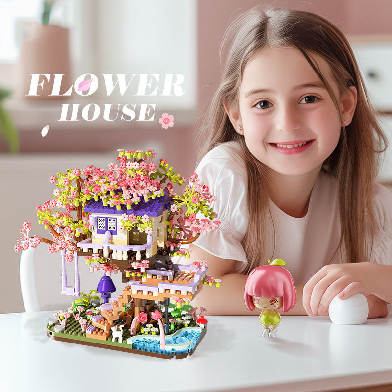 Flower House Assembly Building Blocks Microparticle Toys Christmas Gift