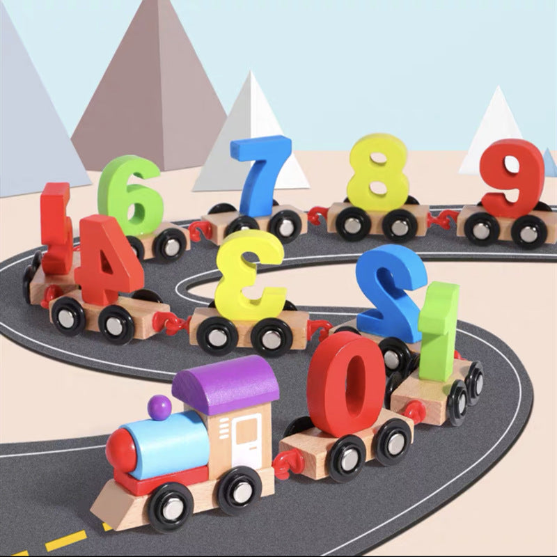Children Magnetic Recognition Digital Building Blocks Alphabet Magnetic Train Early Education 3-6 Years Old Girls And Boys Baby Wooden Toys