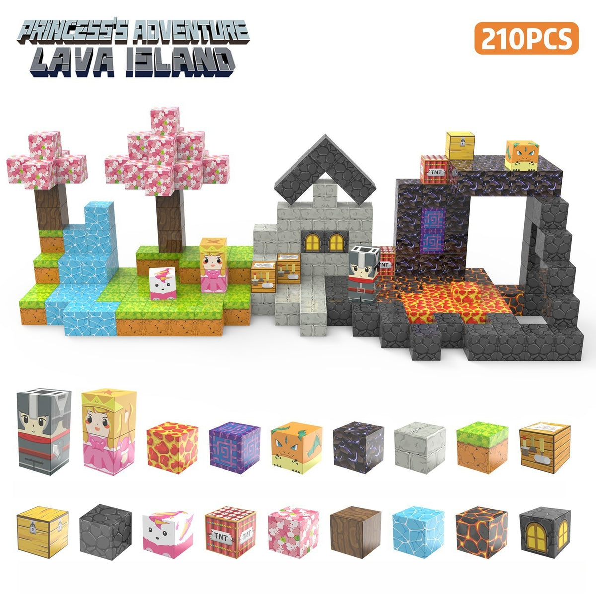 My Building World Magnetic Cube DIY Cherry Blossom Mountain Children's Educational Puzzle Assembly Toy Gift