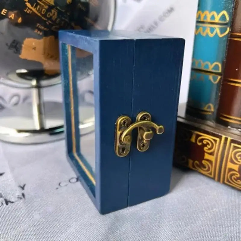 Handmade Mini Wooden Bookshelf with 60 Mini Books – Stress Reliever & Decor