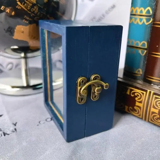Handmade Mini Wooden Bookshelf with 60 Mini Books – Stress Reliever & Decor