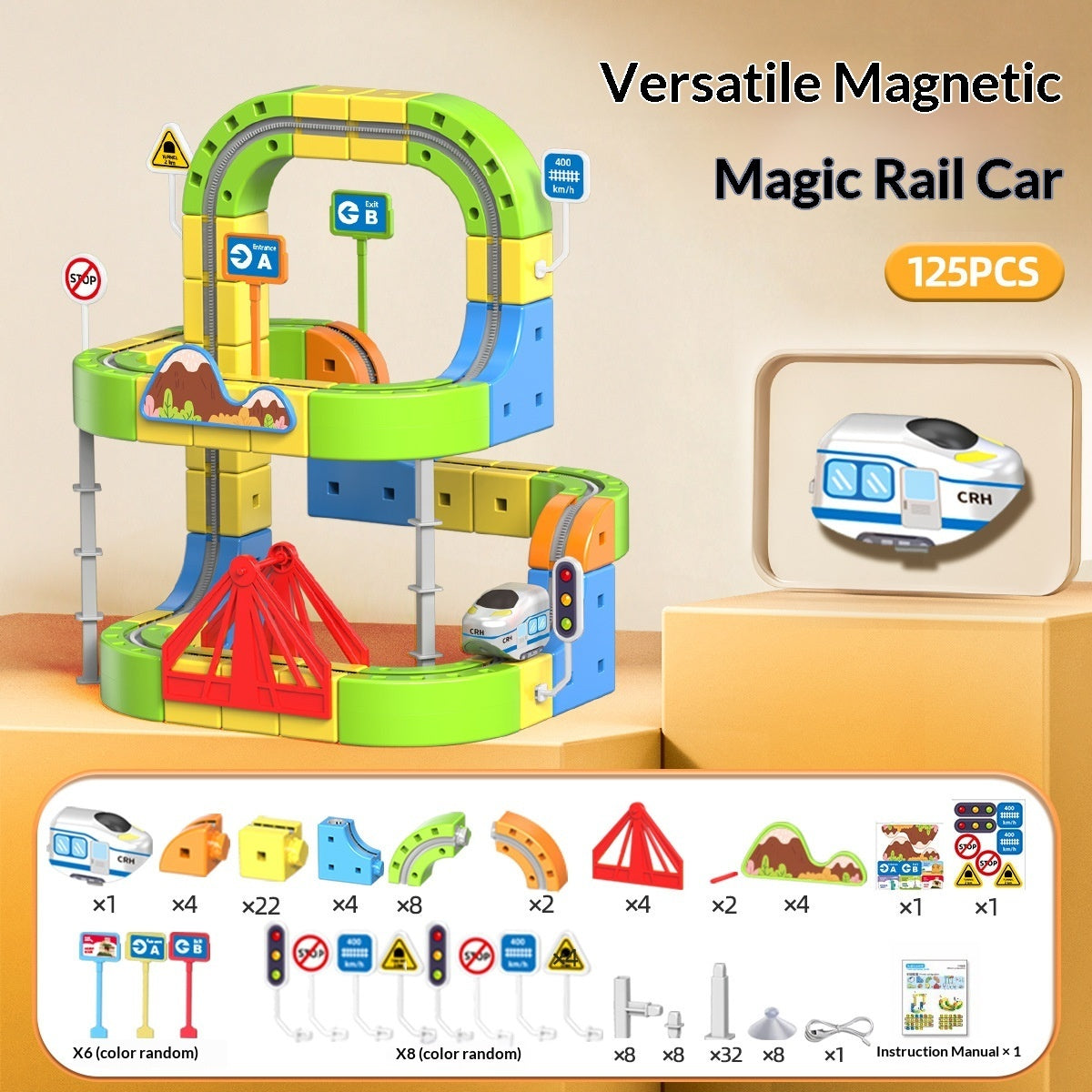 Magnetic Toy Construction Track Car for Kids – Electric Learning Playset