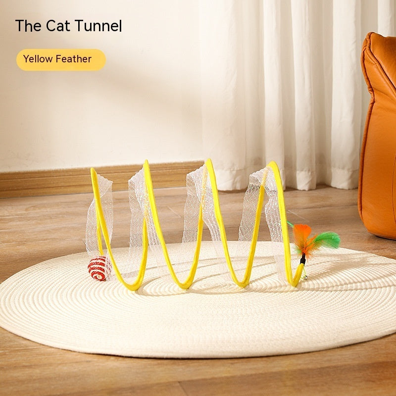 Collapsible Cat Tunnel with Mice and Feather Toys
