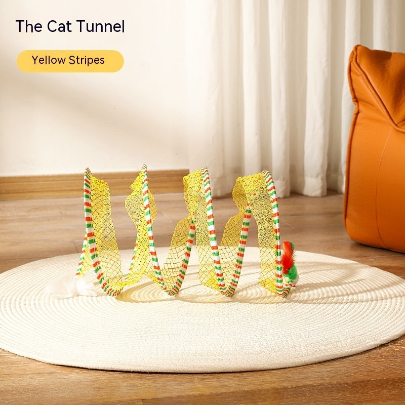 Collapsible Cat Tunnel with Mice and Feather Toys