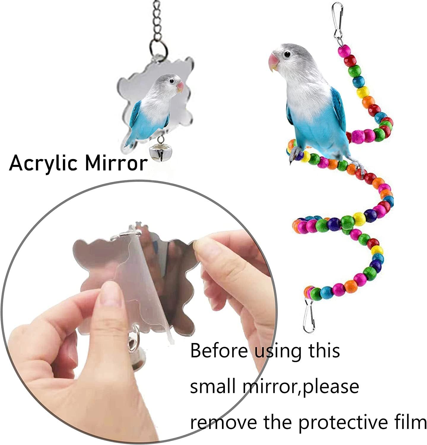 Wooden Bird Cage Stand with 7PC Parrot Play Set