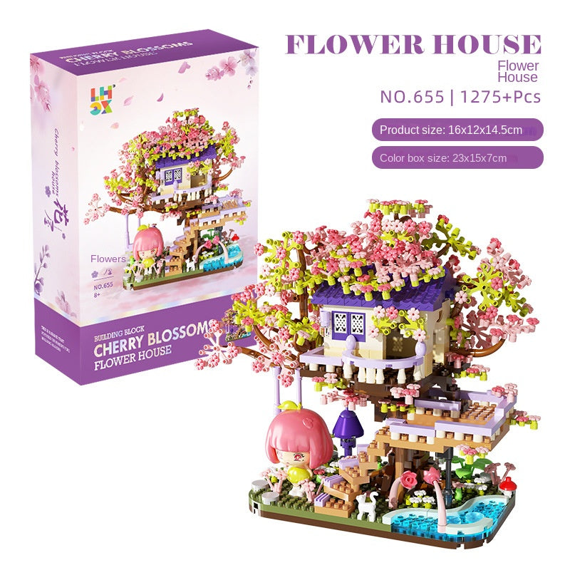 Flower House Assembly Building Blocks Microparticle Toys Christmas Gift