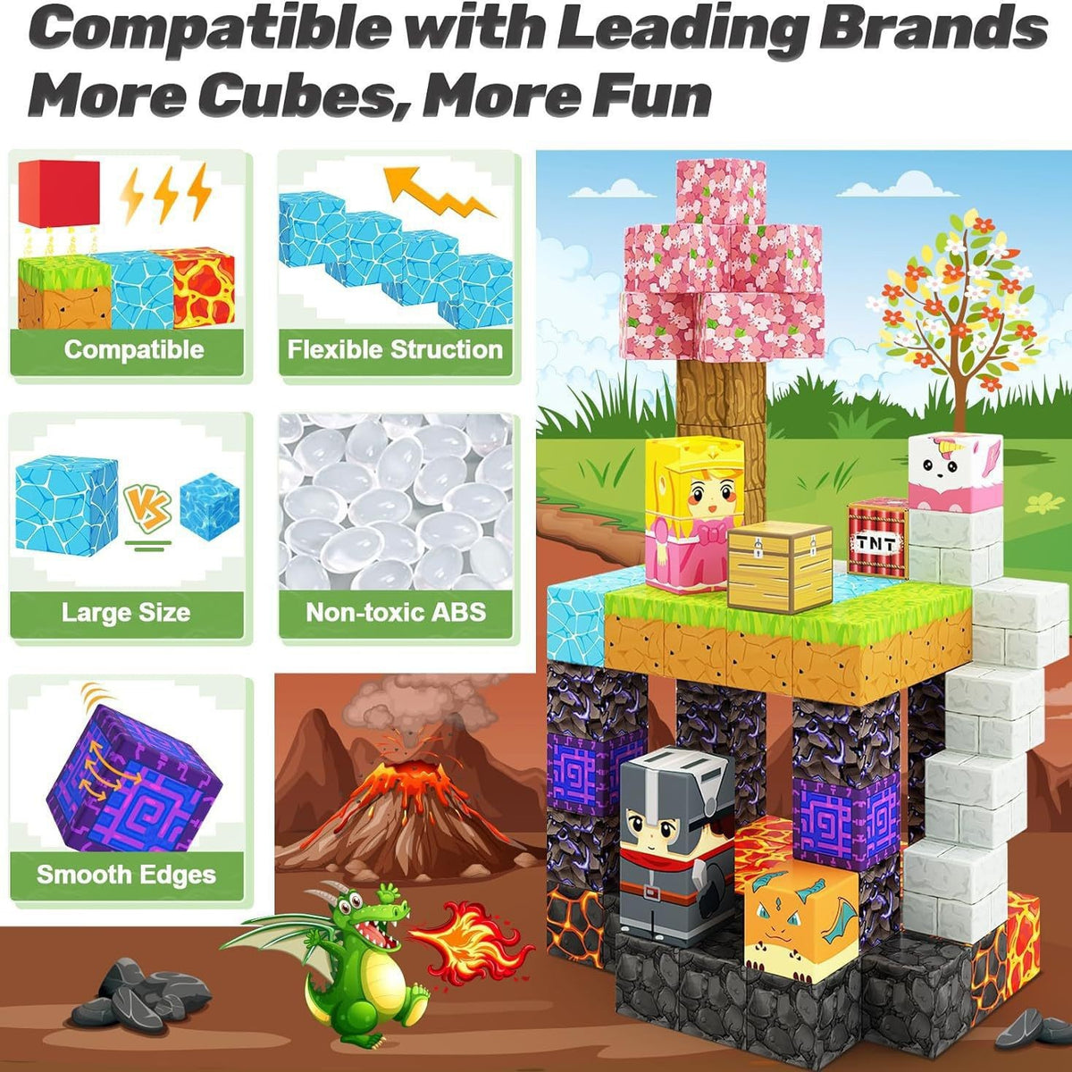 My Building World Magnetic Cube DIY Cherry Blossom Mountain Children's Educational Puzzle Assembly Toy Gift
