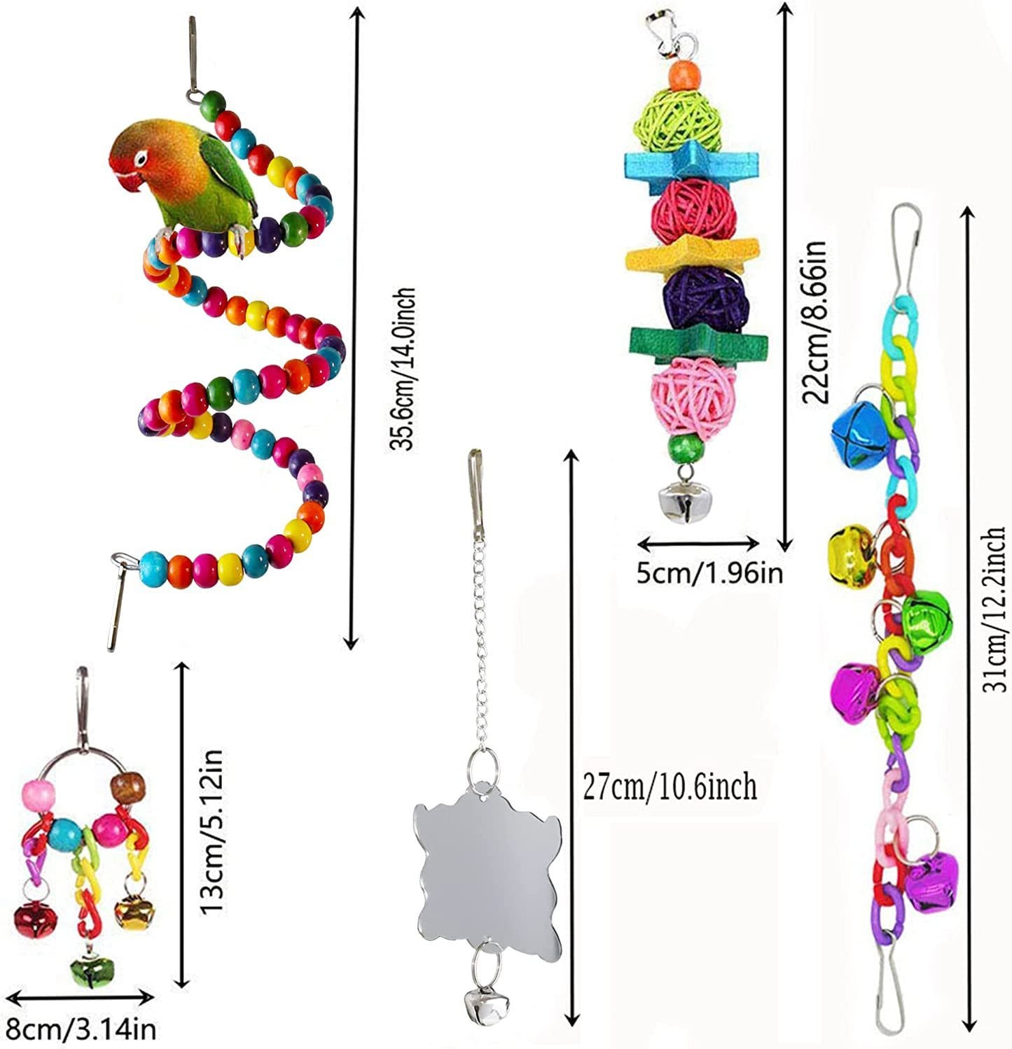 Wooden Bird Cage Stand with 7PC Parrot Play Set