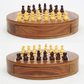 Wooden chessboard showing edge height and compact wooden build