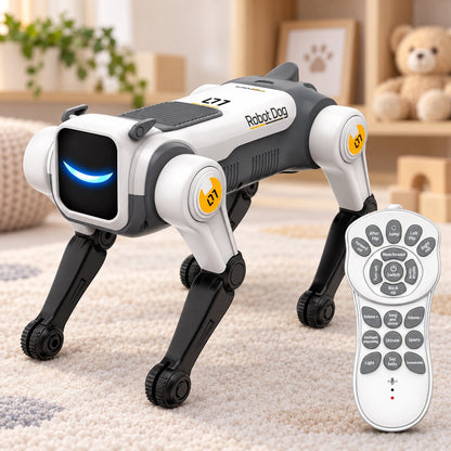 Robot Dog toy white color in living room