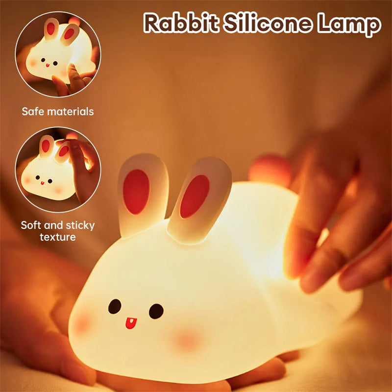 Rabbit Silicone Night Light with Timer and Adjustable Brightness