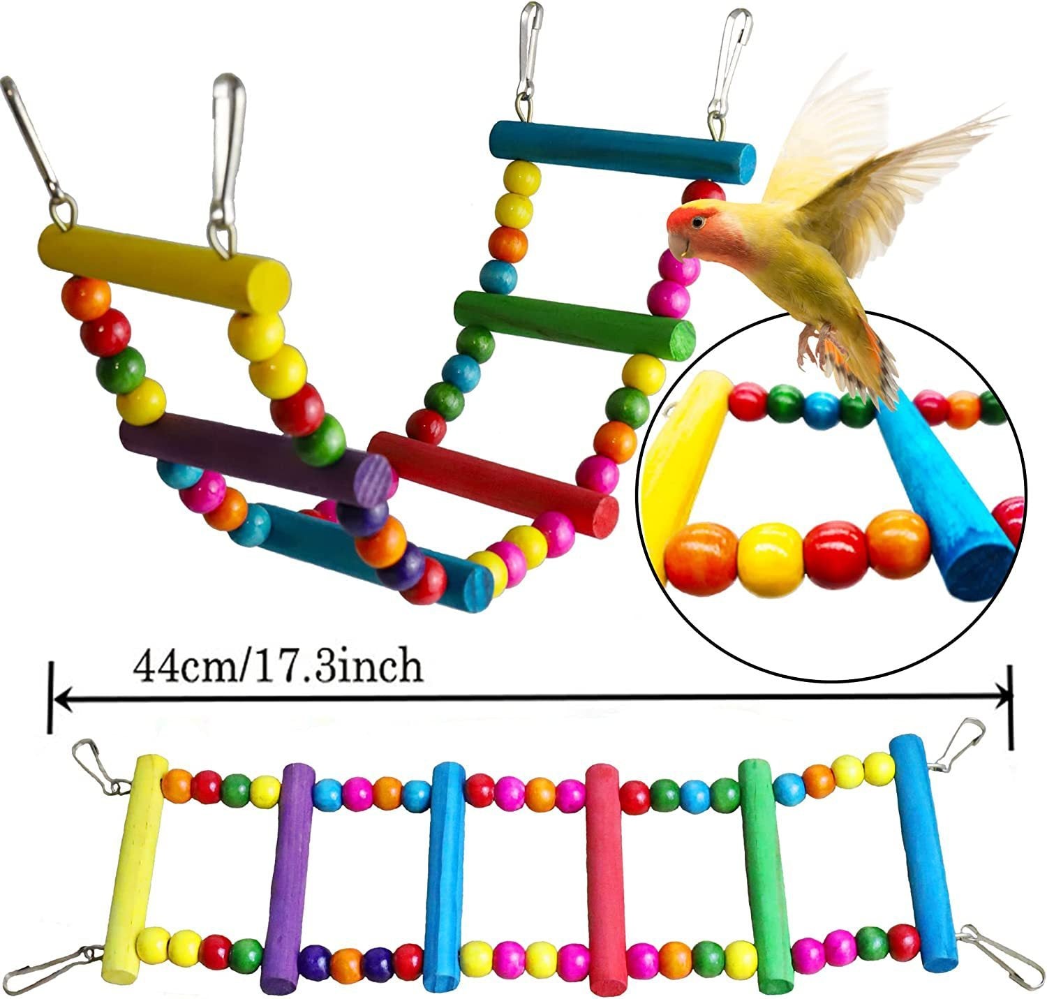 Wooden Bird Cage Stand with 7PC Parrot Play Set