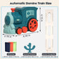 Adjustable chimney on domino toy train being rotated to steer left and right