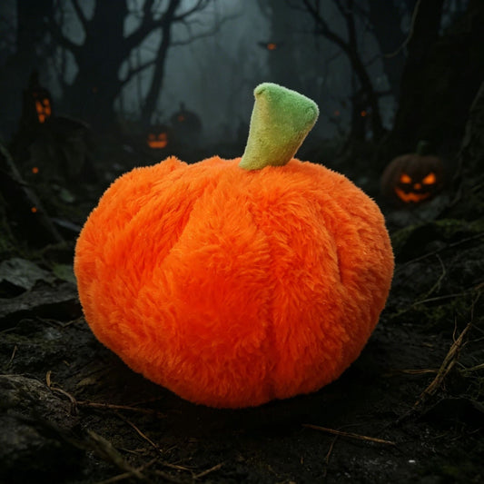 Soft pumpkin plush doll in orange