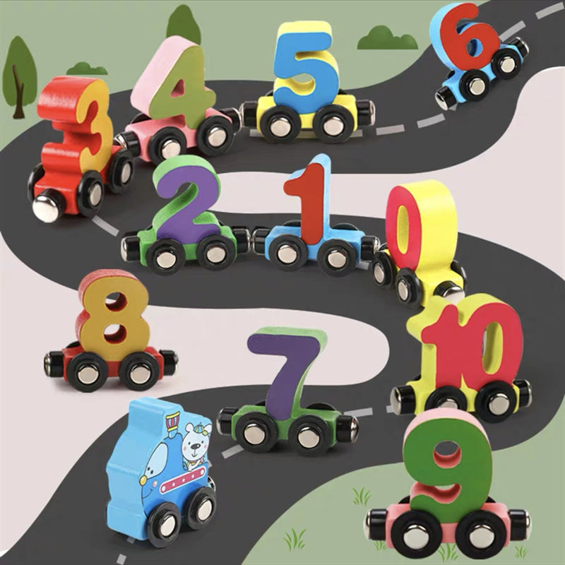 Children Magnetic Recognition Digital Building Blocks Alphabet Magnetic Train Early Education 3-6 Years Old Girls And Boys Baby Wooden Toys