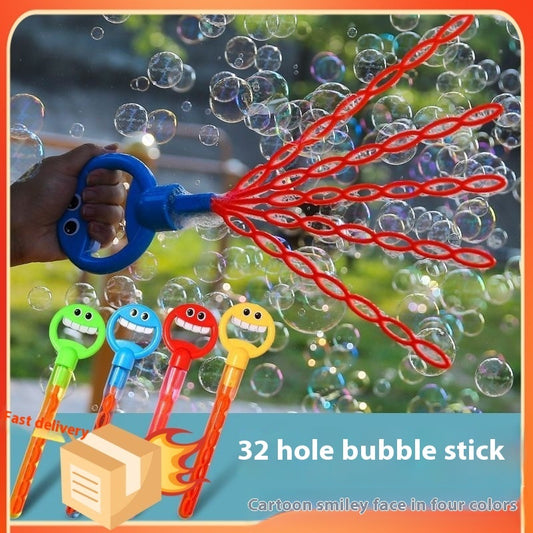 Holding Bubble Machine – 32-Hole Smiley Face Wand for Kids