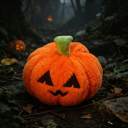 Orange pumpkin plush toy for Halloween decor