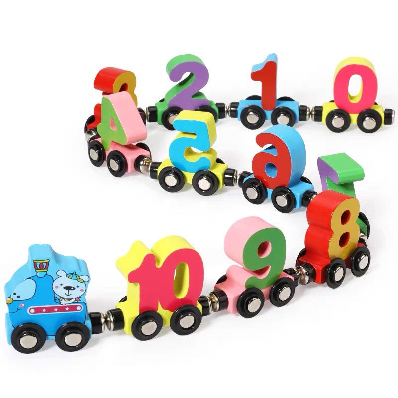 Children Magnetic Recognition Digital Building Blocks Alphabet Magnetic Train Early Education 3-6 Years Old Girls And Boys Baby Wooden Toys