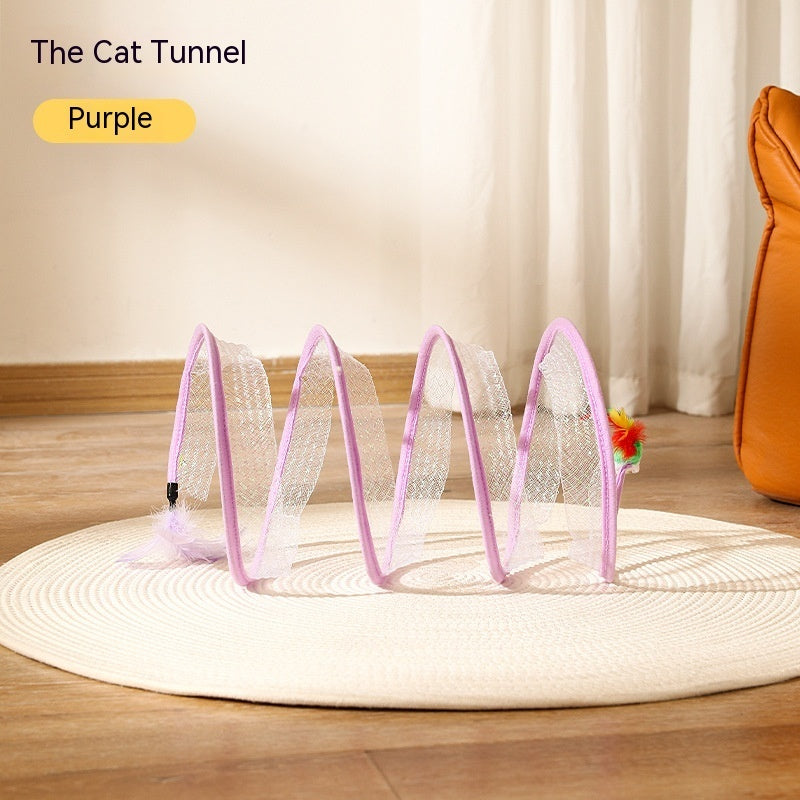 Collapsible Cat Tunnel with Mice and Feather Toys