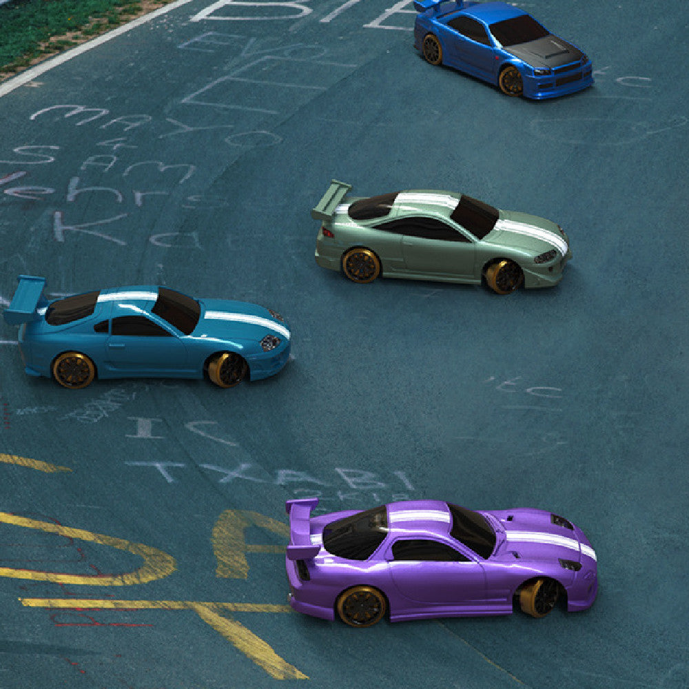 Mini Remote Control Drift Cars Set with Track and Storage Box