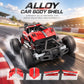 Red rock crawler remote control car rear view