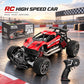 Red RC rock crawler 4x4 style car front view