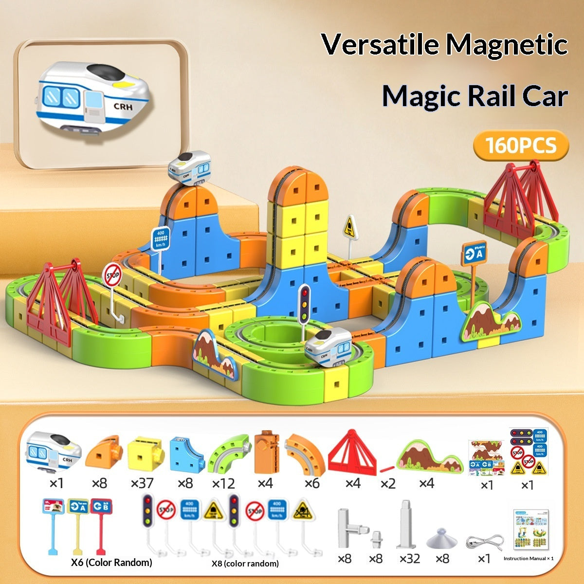 Magnetic Toy Construction Track Car for Kids – Electric Learning Playset