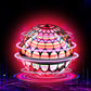 Colorful disco flying spinner ball with glowing patterns on a dark background