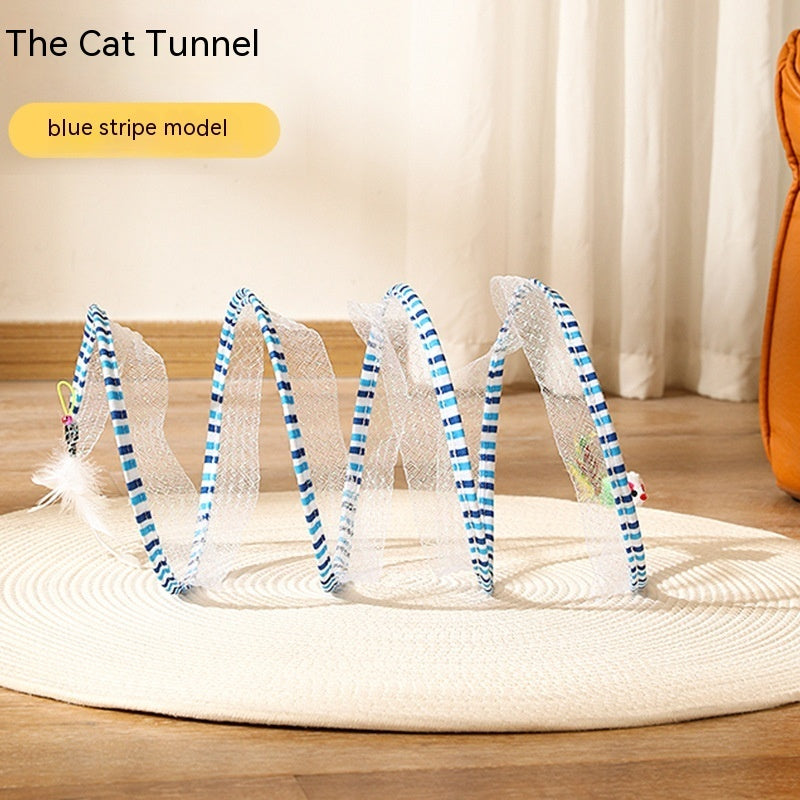 Collapsible Cat Tunnel with Mice and Feather Toys