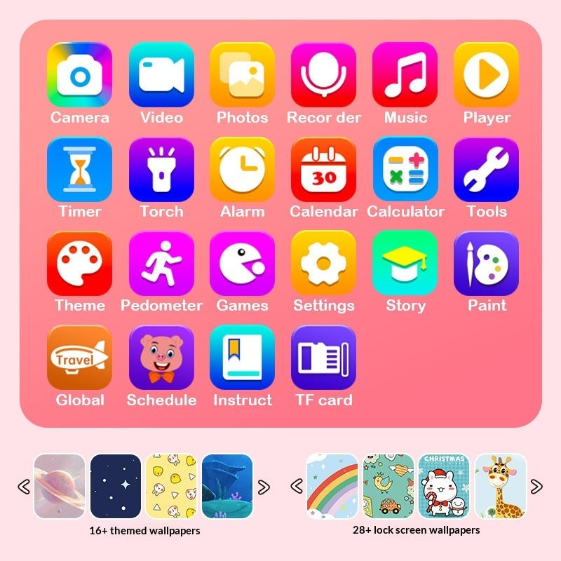 Collection of colorful Phone Toy app icons on a pink background